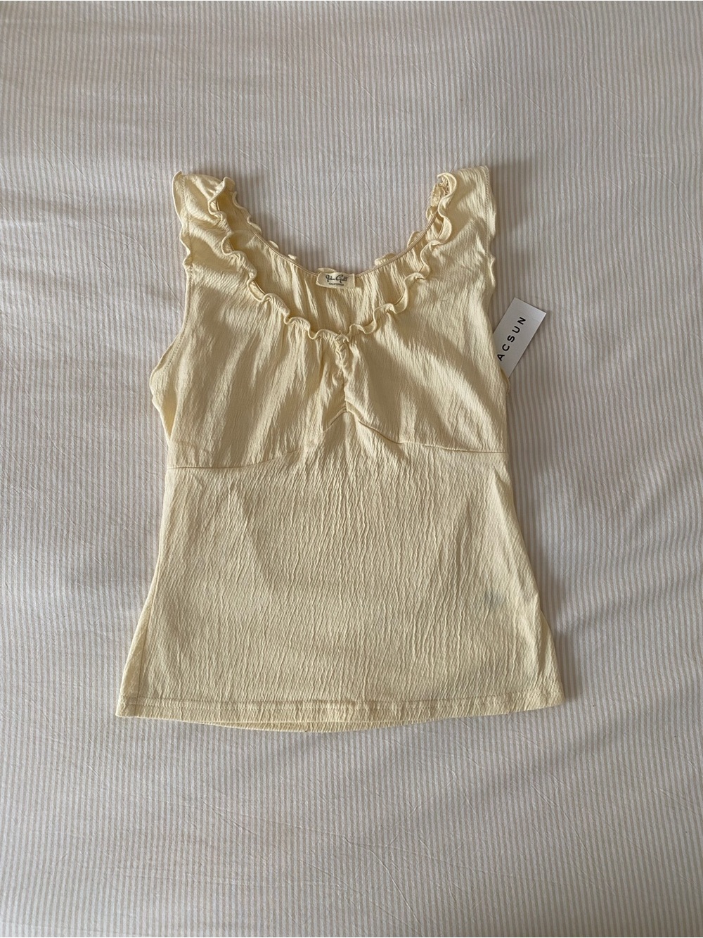 PacSun John Galt Cream Ruffle Tank Top - Fitted Women's Top